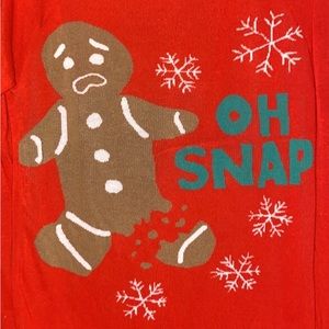 Christmas 🎄 UGLY Sweater “OH SNAP!” Gingerbread Man with a Broken Leg